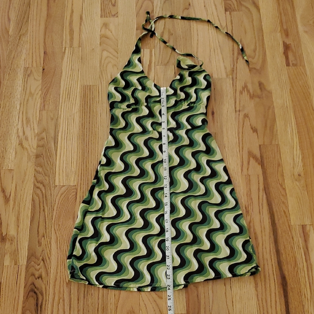 Hollister Vibrant Green and Black Swirl Mini Dress